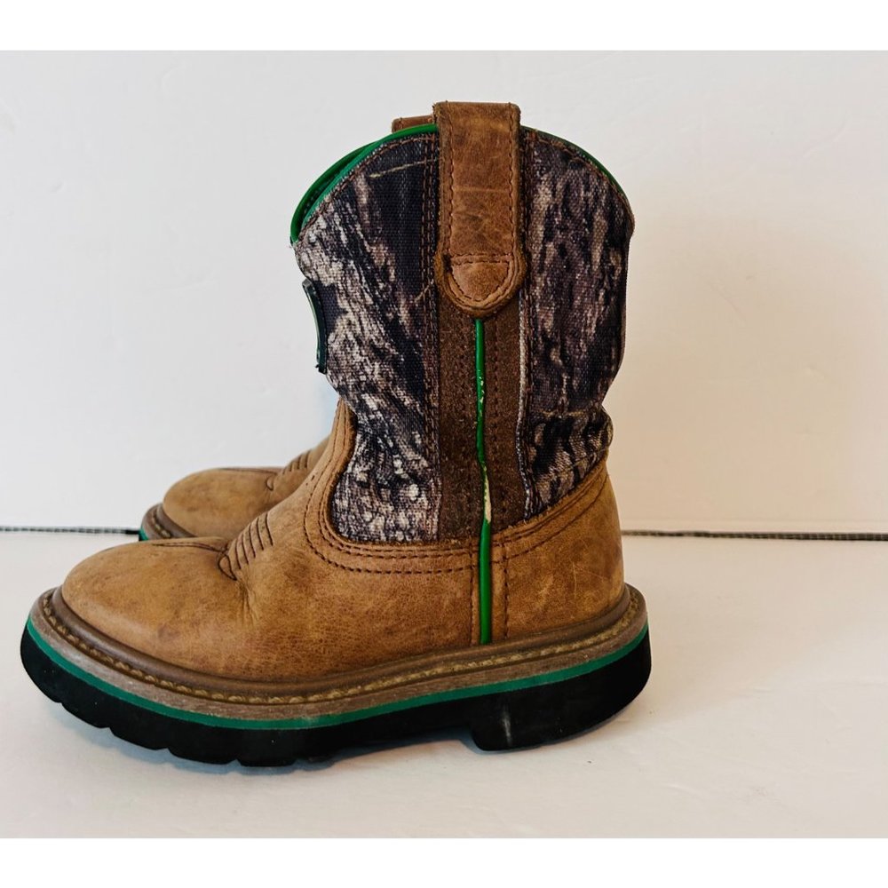 John Deere Brown Green Western Style Boot Size Boys Toddler. Size 9